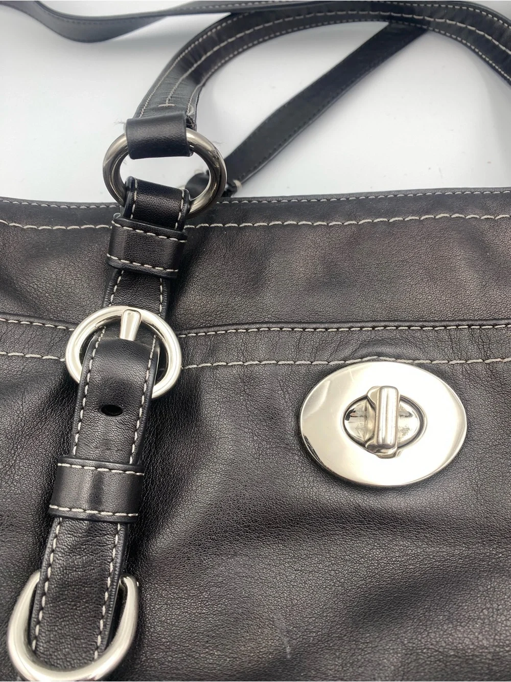 Coach Black Leather Bag with Silver Hardware